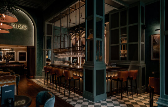 Six by Nico restaurant – interior shot featuring Malting Wide Plank wood floor