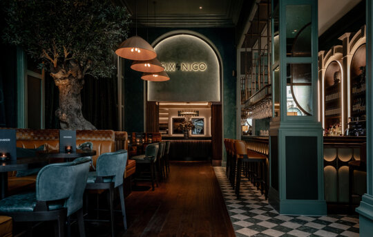 Six by Nico restaurant – interior shot featuring Malting Wide Plank wood floor