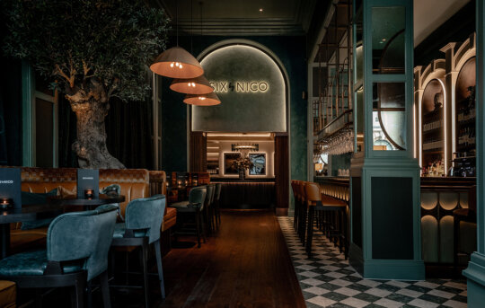 Six by Nico restaurant – interior shot featuring Malting Wide Plank wood floor