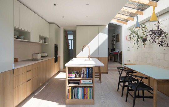 The Green House featuring Hollington Extra Wide Plank. Kitchen shot