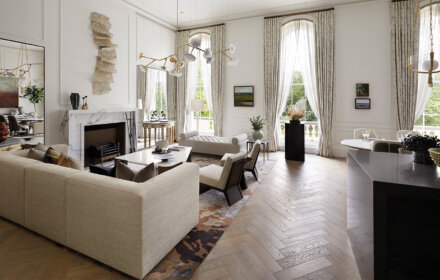 Regent's Crescent living room showing tolland herringbone, editions woodworks floor floor