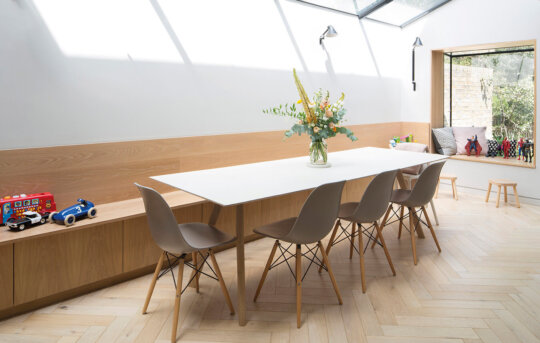 santi herringbone strada floor kitchen with table