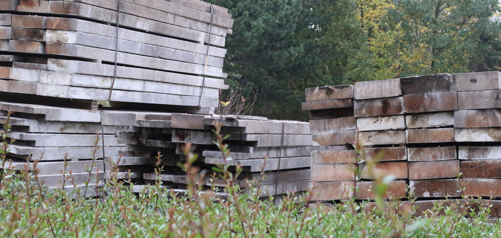 reclaimed wood stack