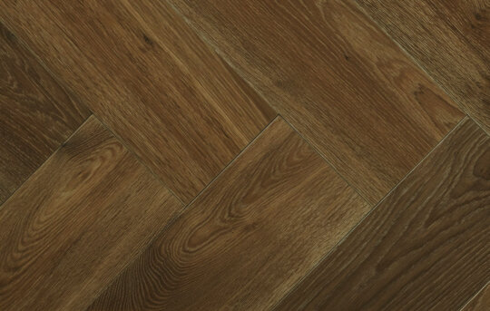 Pewter herringbone wood flooring swatch