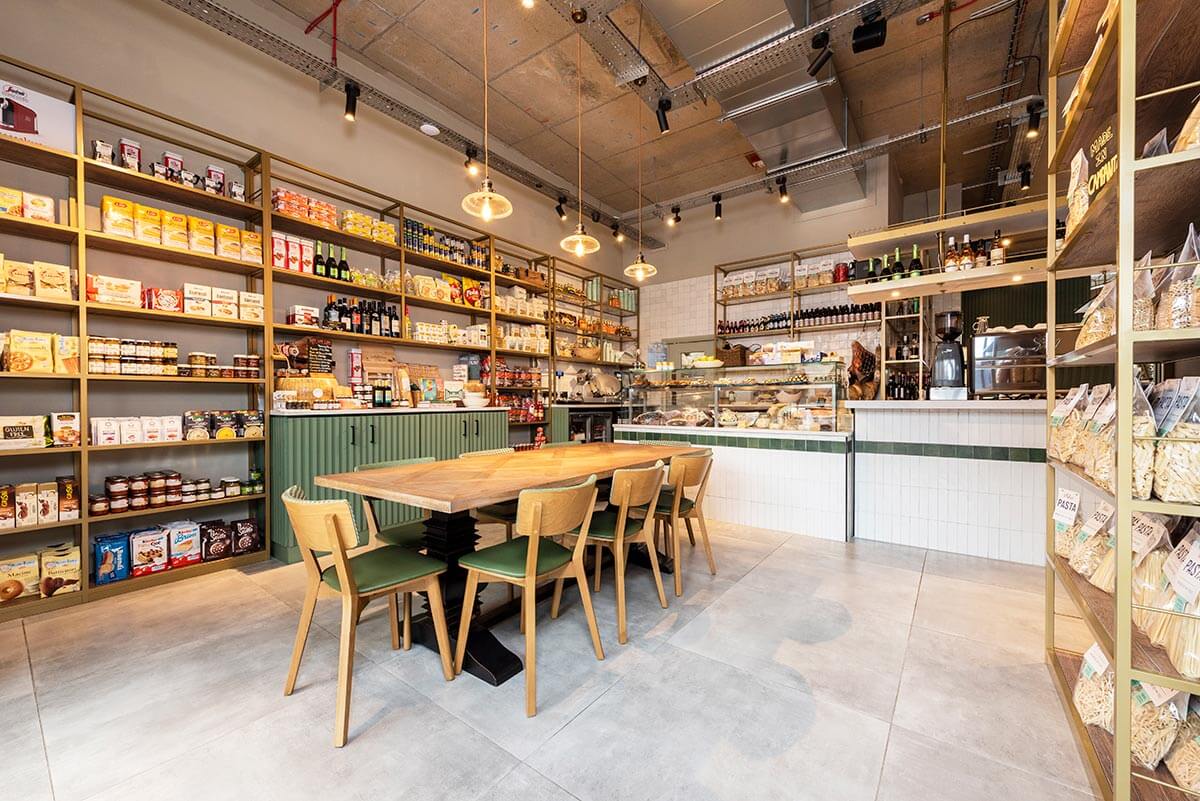 Salvi's Deansgate Square shop area with seating