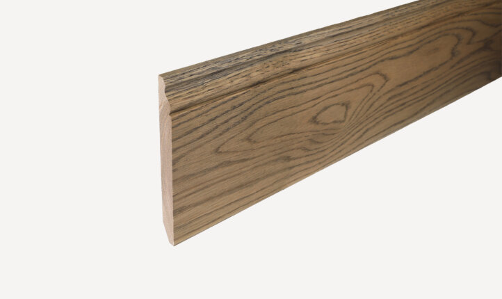 200mm Oak Skirting, full profile image. Hand Finished as Husk.
