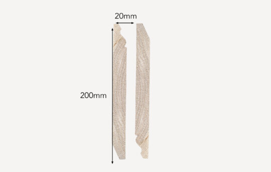 200mm Oak skirting, side porfile with dimensions shown.