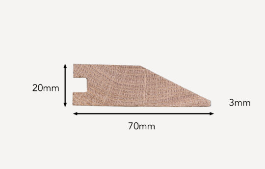 3mm dimishing strip, side porfile with dimensions shown.