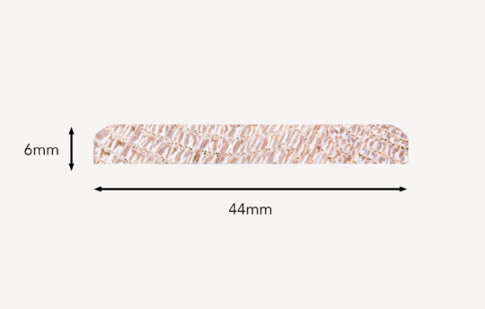 44mm Oak cover strip, side porfile with dimensions shown.