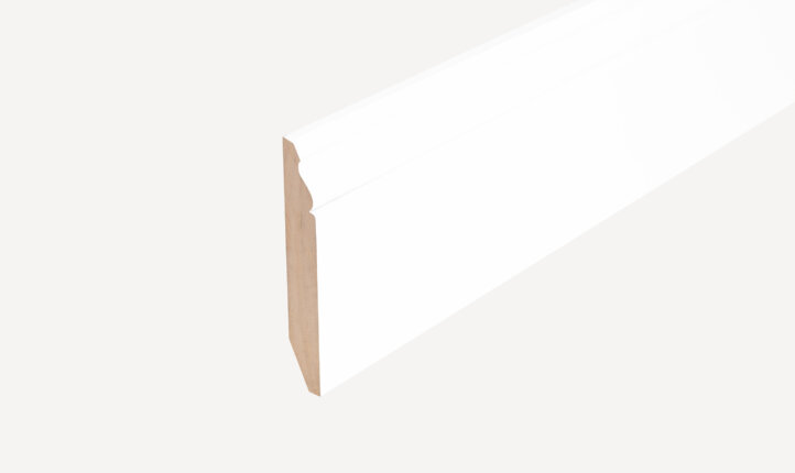 MDF Skirting, full profile image. White primed finish