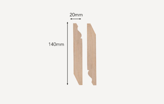 MDF Skirting, side porfile with dimensions shown.