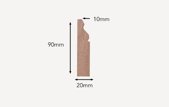 Oak architrave, side porfile with dimensions shown.