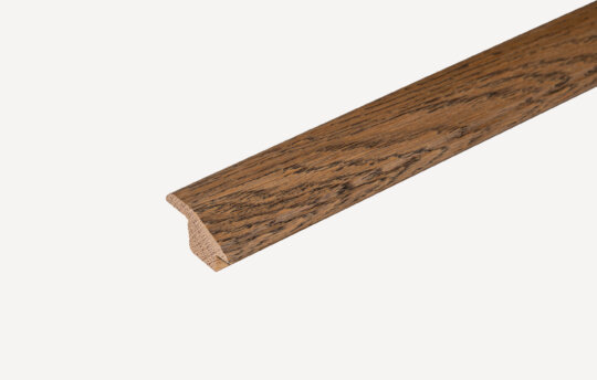 Oak Reducer Threshold 15mm floors, full profile image. Hand Finished as Husk.