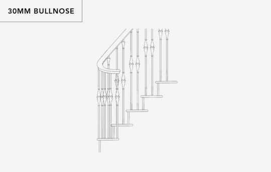 50mm bullnose tread and riser side drawing stairs