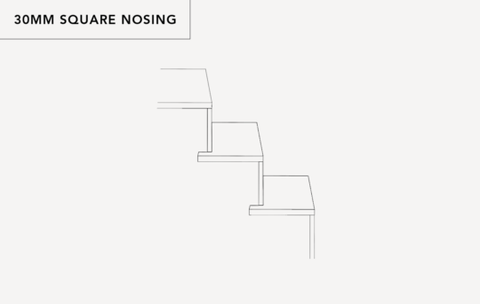 30mm square nosing tread and riser side drawing