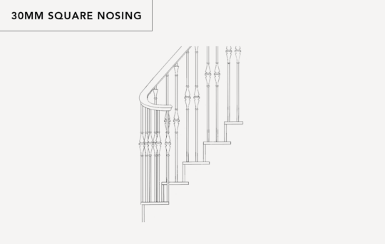 30mm square nosing tread and riser side drawing