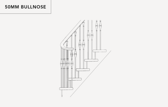 50mm bullnose tread and riser side drawing stairs