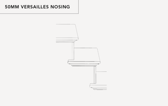50mm Versailles nosing tread and riser side drawing