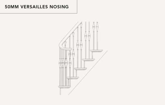 50mm Versailles nosing tread and riser side drawing stairs