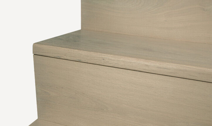 Tread and riser image with 30mm half nosing. Full image shown handfinished as Coast.