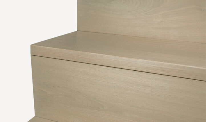 Tread and riser image with 30mm sqaure nosing. Full image shown handfinished as Coast.