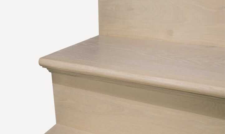 Tread and riser image with 50mm versailles nosing. Full image shown handfinished as Coast.