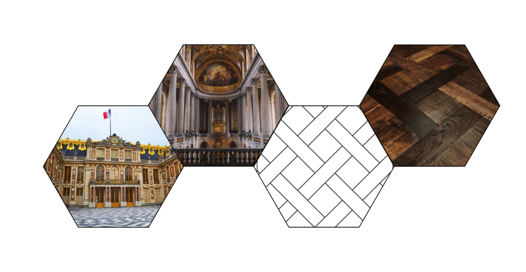 baroque history hexagons, exterior, roomshot and floor swatch