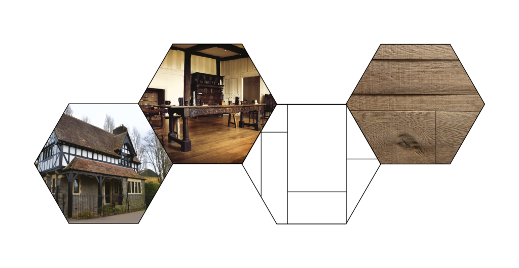 turdor history hexagons, exterior, roomshot and floor swatch
