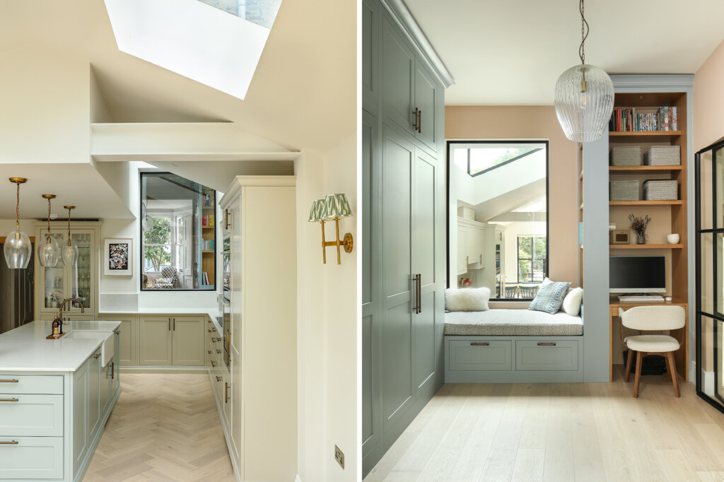 Bright and airy renovation of a home, featuring Paperback Plank and Herringbone with duck egg as a primary colour.